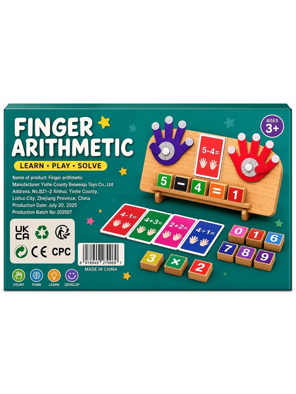 Montessori Wooden Finger Math Board Educational Counting Toy Preschool Learning